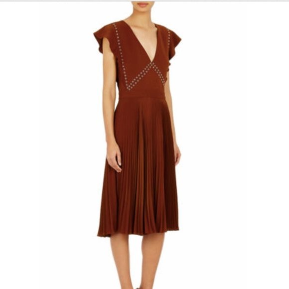 ALC Barneys New York   Pleated Dress in Rust Color - Picture 1 of 9